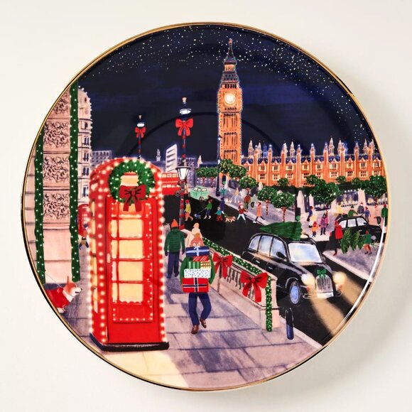 Anthropologie Holiday In The City Dessert Plate London 2025 Stoneware New - Picture 1 of 7